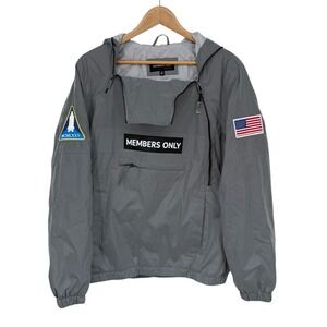 Members Only Space Suit Silver Reflective Pullover Jacket Size Lg